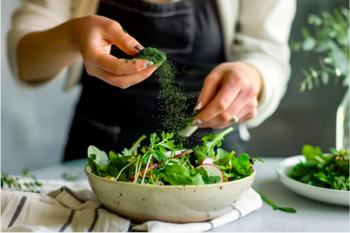 Salade avec spiruline